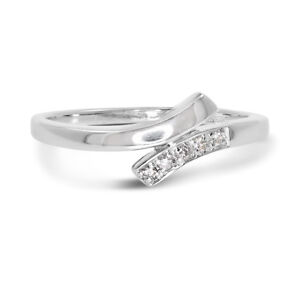 Pretty Diamond Crossover Eternity 9ct white gold ring size K 12 ~ 5 12