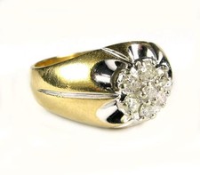 Men's Women's 0.50Ct Diamond Pinky Cluster Ring 14K Yellow Gold Size 9.25 ViDeO