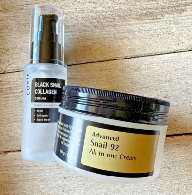 coxir BLACK SNAIL COLLAGEN SERUM & Advanced Snail 92 All in One Cream-NEW