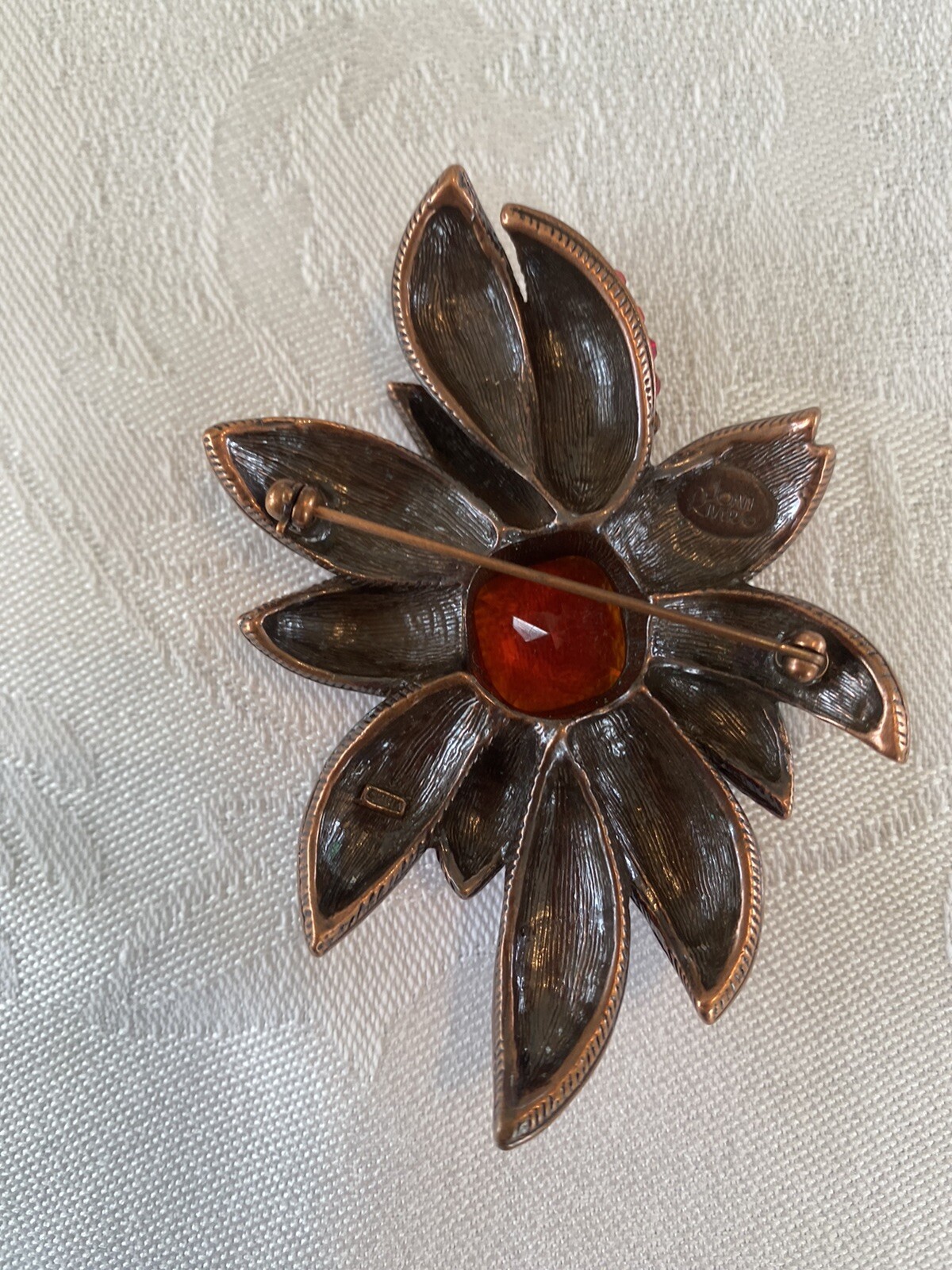 Joan Rivers Ruby Red Crystal Rhinestone Flower Pi… - image 8