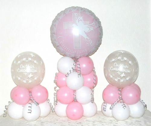 Santa Comunión NIÑA - Kit de exhibición de decoración globo de mesa - No se necesita helio