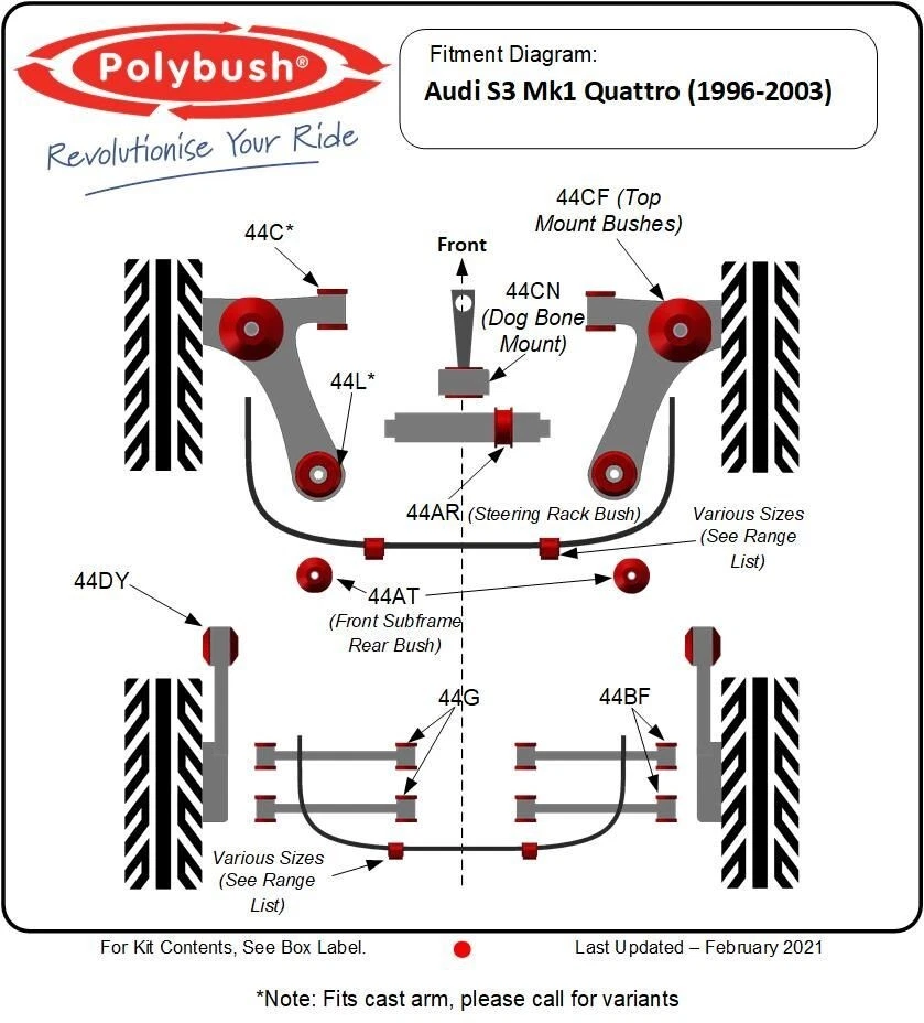 VW GOLF MK4 R32 Audi TT Mk1 Quattro S3 сиденье Leon Cupra 4 - POLYBUSH полный комплект 142 - Изображение 2 из 2
