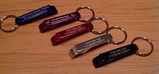 Qty 1- Personalized Key Chain Bottle and Can Opener - Laser Engraved