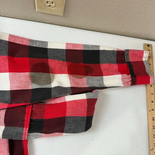 Jim Catfish Hunter Men's Flannel Button Up Shirt Long Sleeve Red/Black/White 16 - Picture 16 of 19