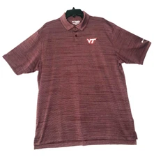 Virginia Tech Columbia Golf Shirt Polo Men’s XL Maroon Stripe Short Sleeve