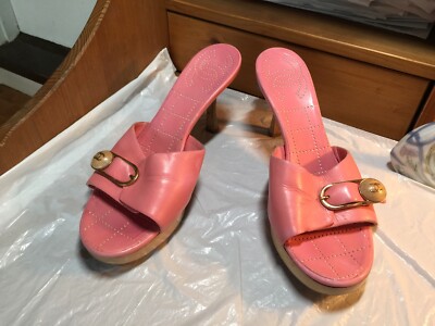 CHANEL SANDALS SIZE 38-8 HEELS MULES 3.5u0026#034;hi SLIP-ON PINK leather  9.75u0026#034; $1050 | eBay