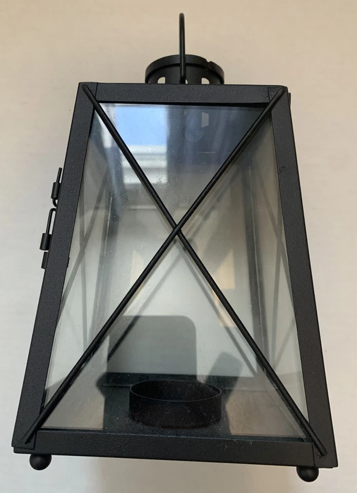 Linterna rústica vintage de hierro y vidrio, linterna de vela decorativa con candelabro Foto 3 de 4