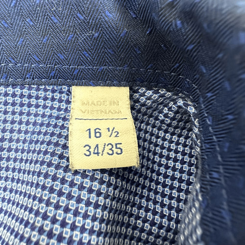 Ryan Seacrest Distinction Men Size 16 1/2 Dress Shirt Blue Pattern Long Sleeve - 第 7/11 張圖片