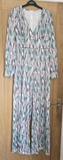 Green print long sleeve wide leg jumpsuit size M/L