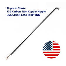 eBikeling 36 pcs Ebike Bicycle Spokes and Nipples 12G Carbon 159-243mm Black