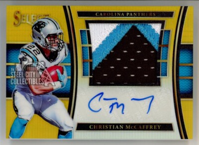 Christian McCaffrey 2017 Panini Select Gold Autograph Rookie Patch