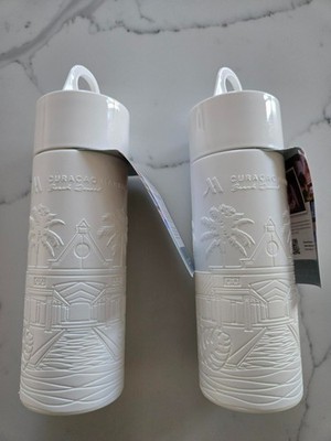 2 Marriott Beach Resort Curacao Water Bottle White Plastic Souvenir NWT Island