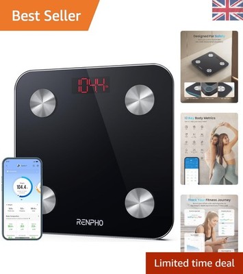 Renpho Smart Personenwaage - Präzise Körperzusammensetzung & Bluetooth Sync, Schwarz