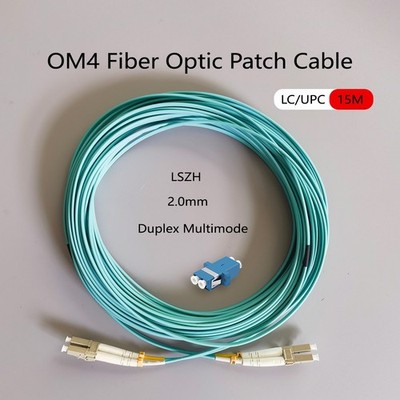 OM4 Fiber Optic Cable LC/UPC-LC/UPC Duplex Multimode LSZH 15M 2.0mm Indoor FTTH