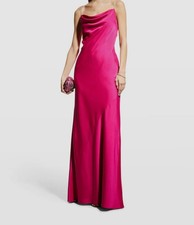  265 Aidan Mattox Women's Pink Jewel-Strap Cowl-Neck Satin Gown Dress Size 6