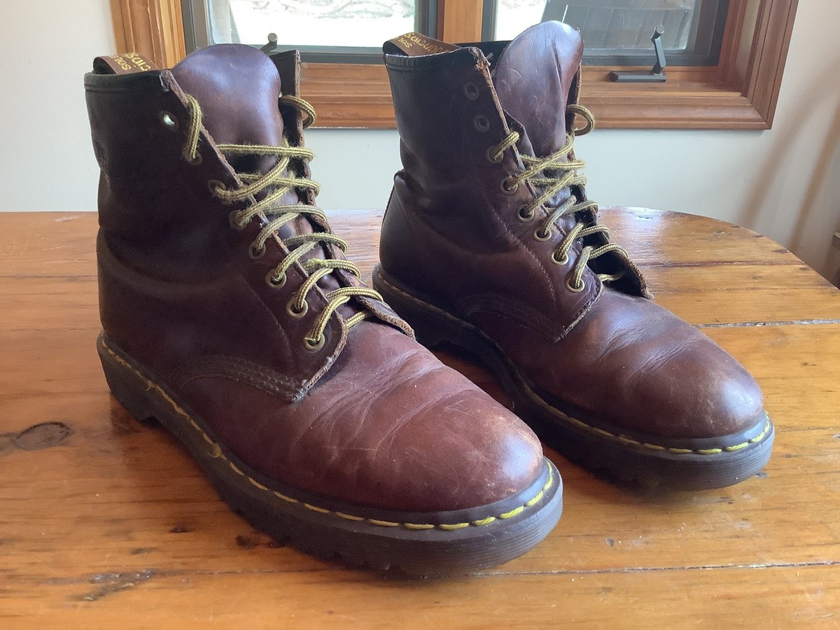 Dr Doc Martens Vtg Made In England Crazy Horse 1460 Brown UK  display picture 1