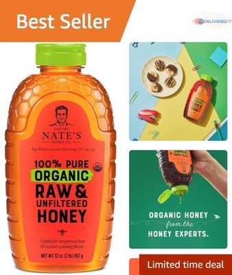 Organic Honey 32oz Raw Unfiltered Natural Sweetener for Beekeepers & Cooking