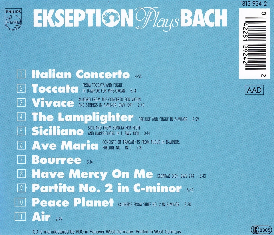 EKSEPTION - CD - EKSEPTION PLAYS BACH - Bild 2 von 2
