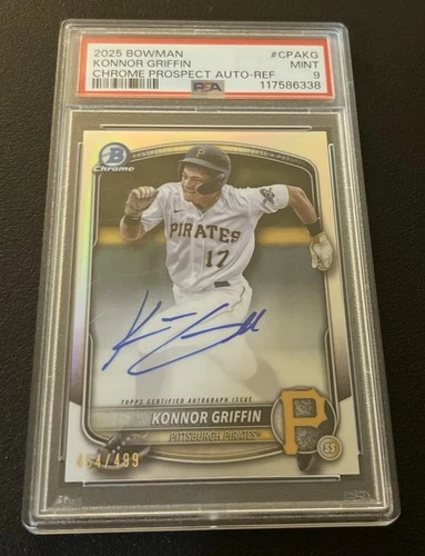 2025 Bowman Konnor Griffin Chrome Prospect Auto Refractor CPAKG #454/499 PSA 9
