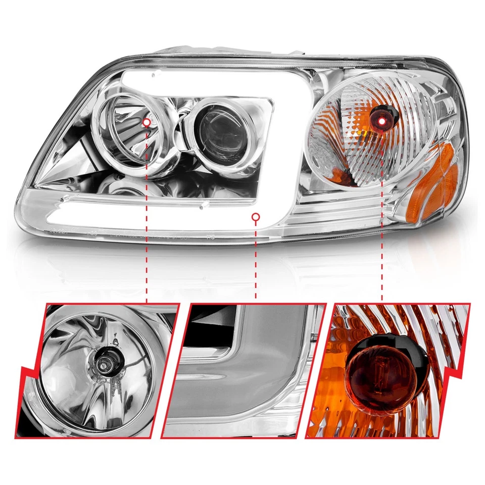 Faro LED Anzo 111504 para Ford F-150 1997-2003 carcasa cromada izquierda y derecha Foto 3 de 4