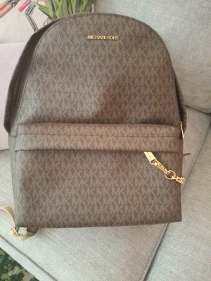 MK Women's Brown Slater Large Signature Logo Backpack