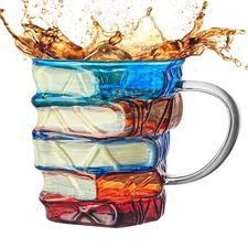 3D Painted Book Mug Colored Glass Coffee Cup Tea Mug Novelty Drinkware Cup Gift