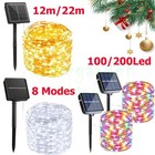 100/200 LED Solar Fairy String Light Copper Wire Outdoor Waterproof Garden Decor
