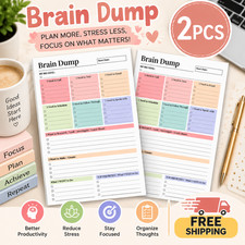 2 Pcs Brain Dump Planner Notepad, Tear Off Daily Task List Notebook
