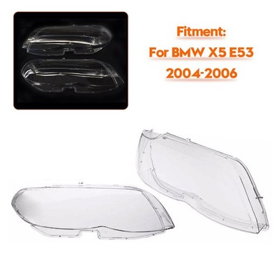 2PCS Front Headlight Glass Clear Cover Für BMW X5 E53 2004-2006