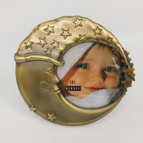 Burnes Moon Stars Nursery Metal Picture Frame Size 3 1/2" X 3 1/2" Engraveable - Picture 10 of 13
