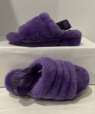 UGG 1095119 Fluff Yeah Women s Sz 6 Slippers Sandals Sling Back Open Toe Purple