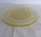 3 MacBeth-Evans Stippled Rose Band 8" Luncheon Plates Depression Glass Yellow