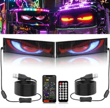 2PCS Devil Eyes Car LED Display 23” App+Remote Control Flexible Window Panel