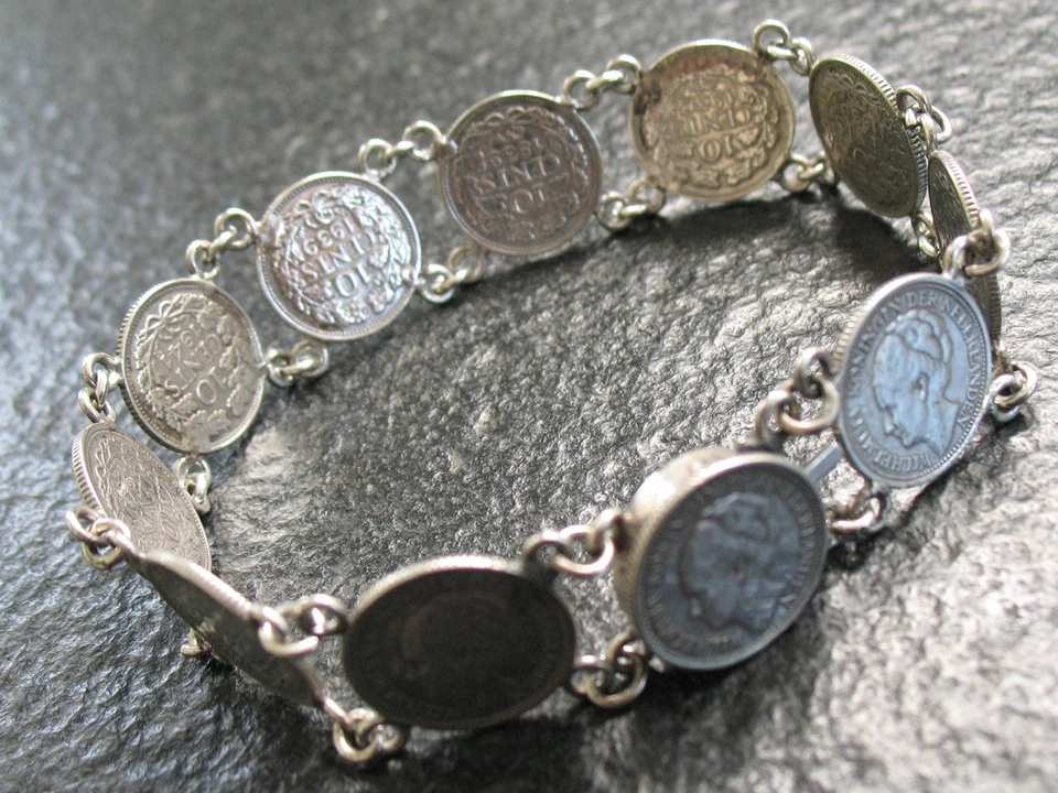 Armband Silber 835 Münzarmband mit Silbermünzen aus den Niederlanden - Bild 4 von 4