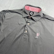Footjoy Polo Shirt Mens Large Gray Pink Floral Geometric Performance Golf Logo