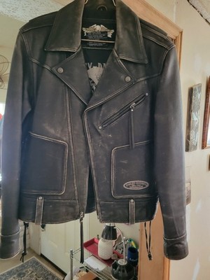 mens distressed leather harley davidson jacket