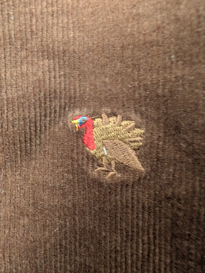 Castaway Nantucket Island Embroidered Skirt Turkeys Corduroy Brown Size 6 - Image 4 of 4