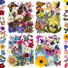 LUCISKY 99Pcs Pressed Dried Flowers and Butterfly for 99PCS, Multicolour