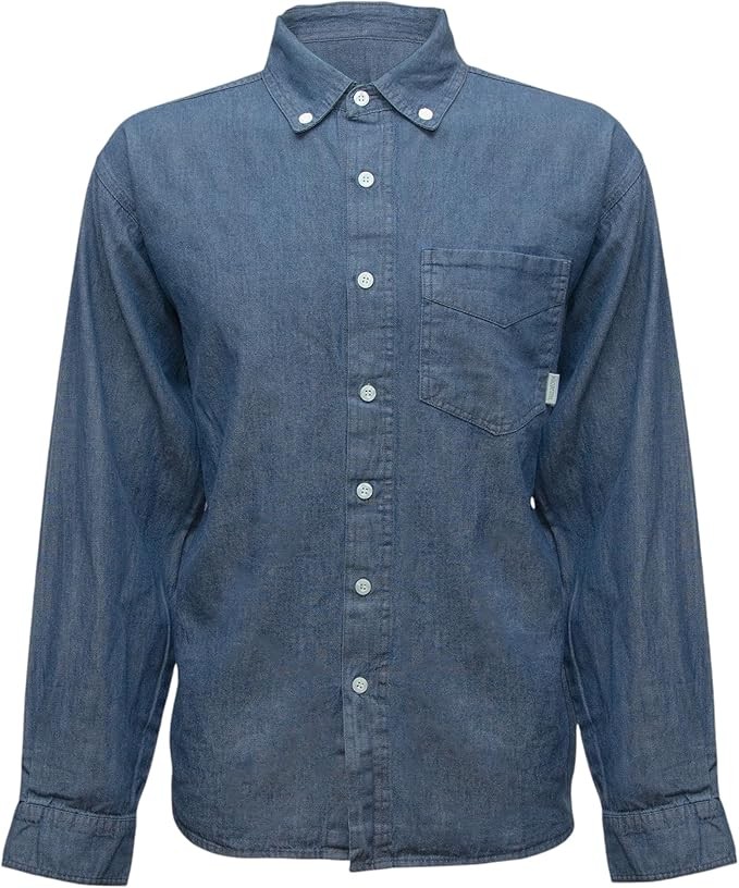 Мужская джинсовая рубашка из хлопка на пуговицах с длинными рукавами Woodland Creek, среднего размера