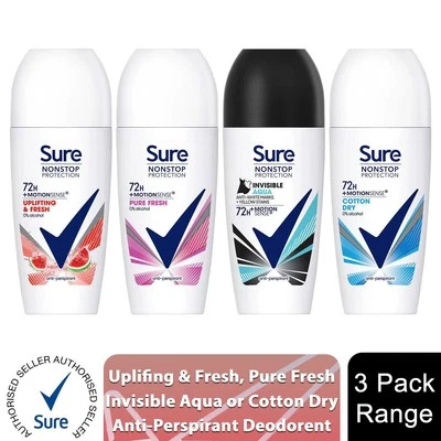 Sure Women Motion Sense AP Deodorant Roll-on 72H Nonstop, Protection 50ml, 3Pack