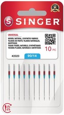 Singer 10-Pack Universal 2020 Sewing Machine Needles, Size 90/14 14, Red