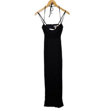 Oh Polly Monte Carlo Embellished Cowl Neck Maxi Dress in Black Size 6 NWT