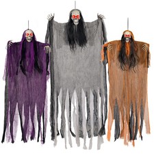 Halloween Decorations 3 Pack Lighted Eye Skeleton Ghosts Grey,Purple,Orange