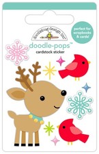 Doodlebug Doodle-pop 3D Sticker Deer Friends Reindeer Red Cardinals Snowflakes
