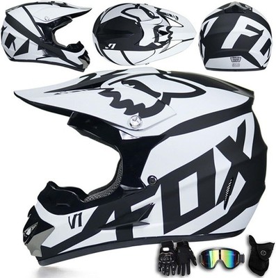 VOMI Motocross Helm Set - DOT Geprüft Mit Brille & Handschuhen Matt-Schwarz