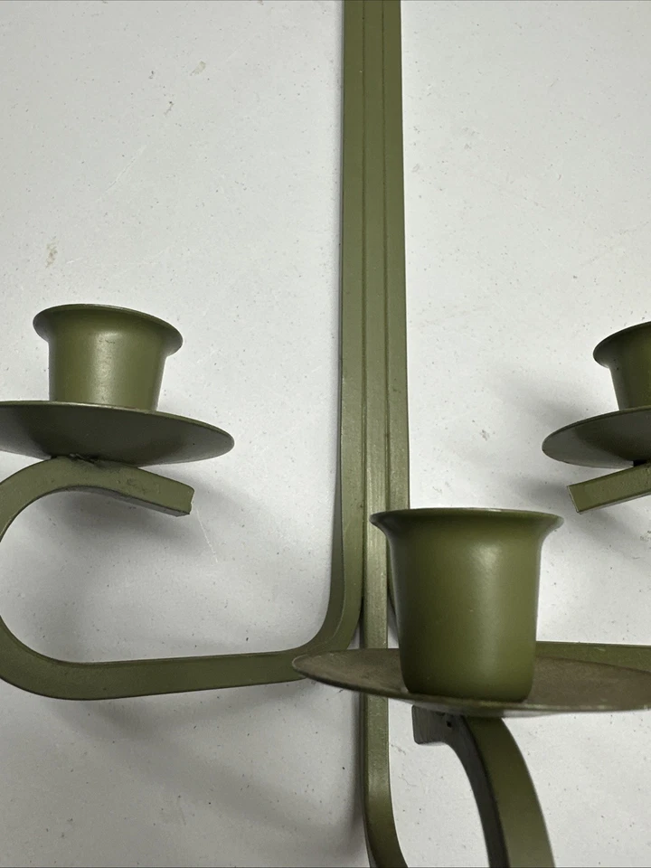 2 soportes para candelabros de metal de pared para interiores de hogar verde Shabby Chic Foto 3 de 4
