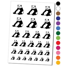 Giant Panda Bear Sitting Temporary Tattoo Water Resistant Set