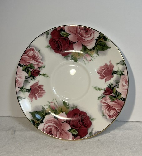 Vintage Staffordshire China Pink Cabbage Rose With Gold Trim - Picture 4 of 10