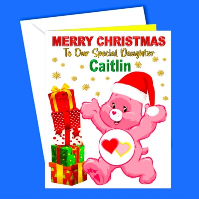 Personalisierte Weihnachtskarte Care Bears Carebears JEDER NAME JEDE BEZIEHUNG
