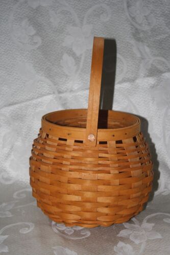 VINTAGE 2001 Longaberger PUMPKIN runder KORB mit Schaukelgriff 7" hoch mit SCHUTZ - Bild 2 von 11